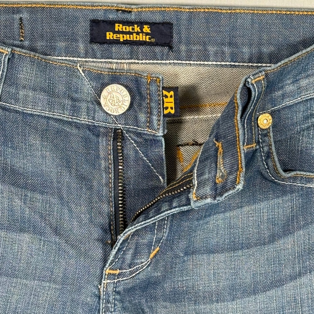 Rock & Republic Womens Low Rise Bootcut Jeans Blue Size 28 KDSGROWJ01 Gold‎ Logo - Picture 6 of 13